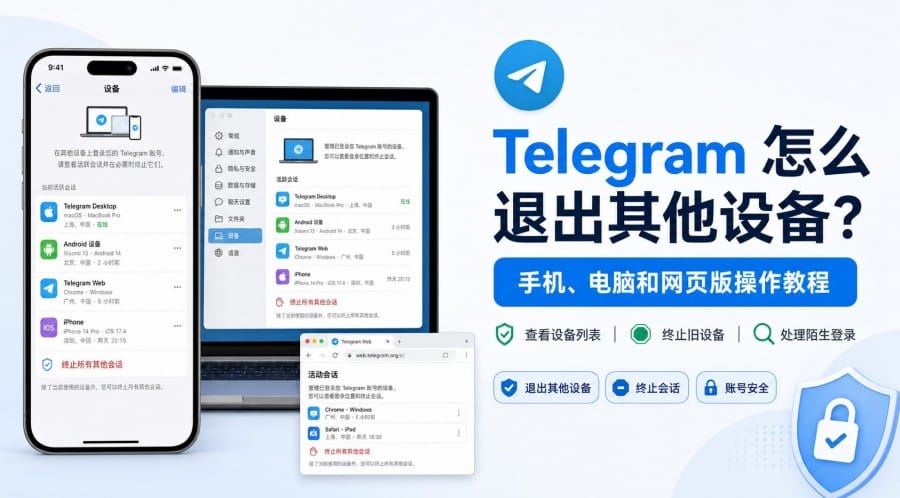 Telegram 怎么退出其他设备?手机、电脑和网页版操作方法